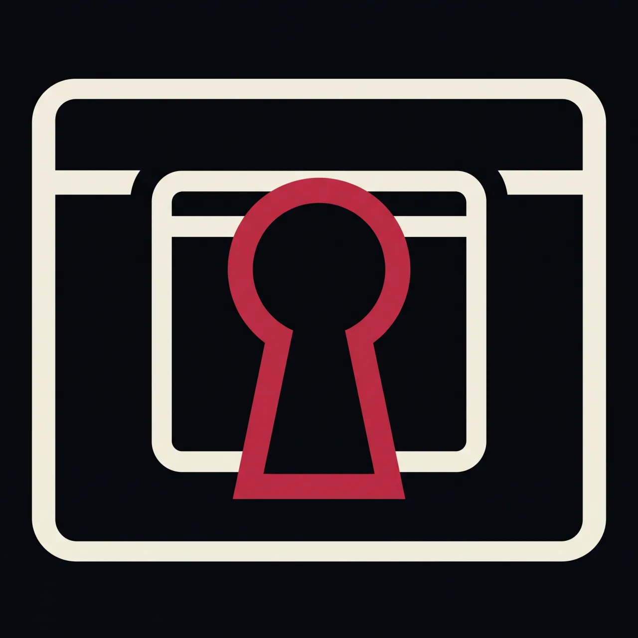 A bone browser window with a large red keyhole showing straight through it, private in name only
