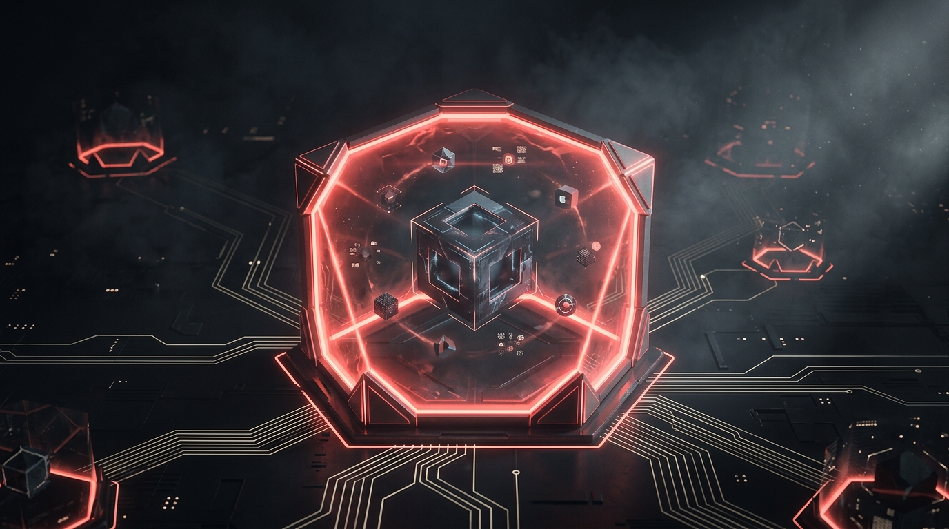 Software application floating inside a sealed hexagonal containment field